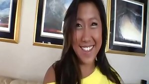 Asian teen is cute in striptease porn video
