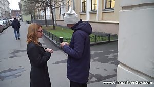 Nice Russian chick Karry Slot is picked up and fucked by barely known dude