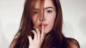 Red haired beauty Jia Lissa performs her juicy and adorable pussy