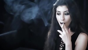 Sexy Goth teen smoking sexy