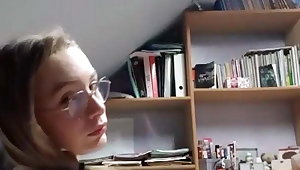 Hot teen with glasses showing her poophole