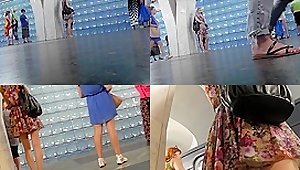 Best upskirt scene by young girl in sexy mini skirt