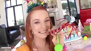 Red-haired devil celebrates her birthday