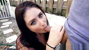 Busty teen pickedup and banged outdoors