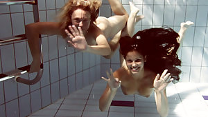 Exquisite couple of Russian hot teens underwater naked