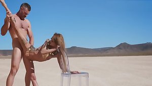 Flexible fit girl fucked in the middle of the desert