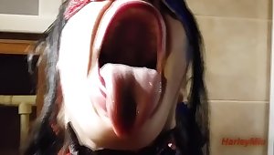 Long Tongue Wants To Lick Your Balls When Your Cock Is In Her Deep Throat